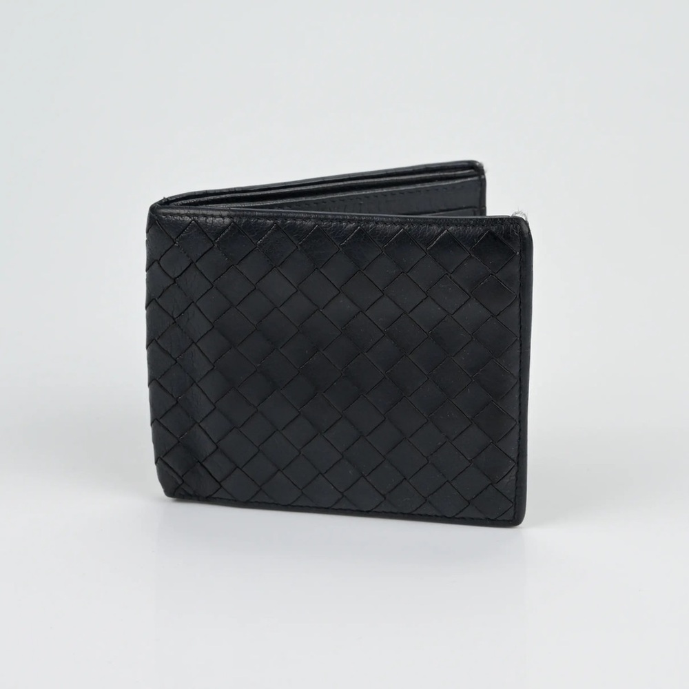 Bottega Veneta Black Woven Leather Card Holder